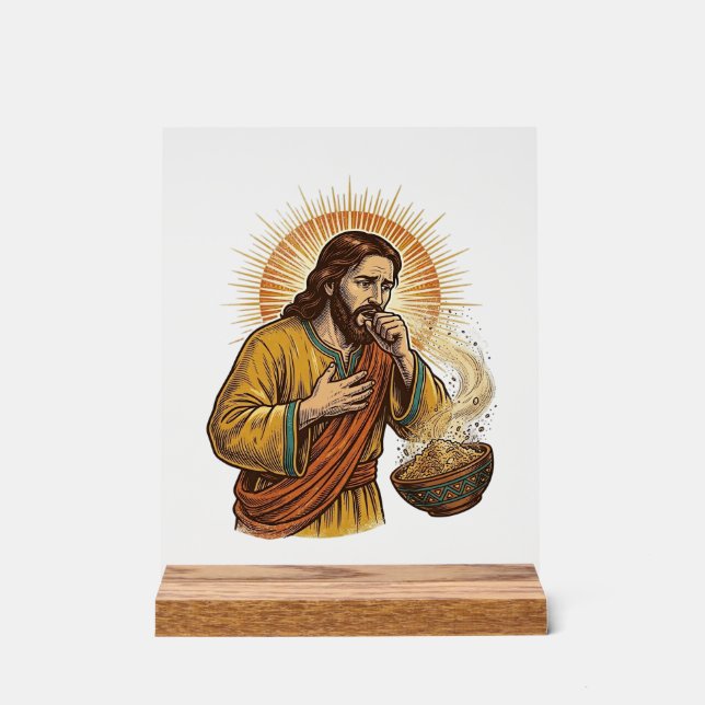 Panneau En Acrylique Jésus s'étouffant avec un miettes de chips de tort (Recto)