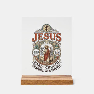 Panneau En Acrylique Jésus Symbole de l'Église primitive Esthétique Jés