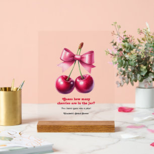 Panneau En Acrylique Jeu de devinette de cerises pour la fête prénatale