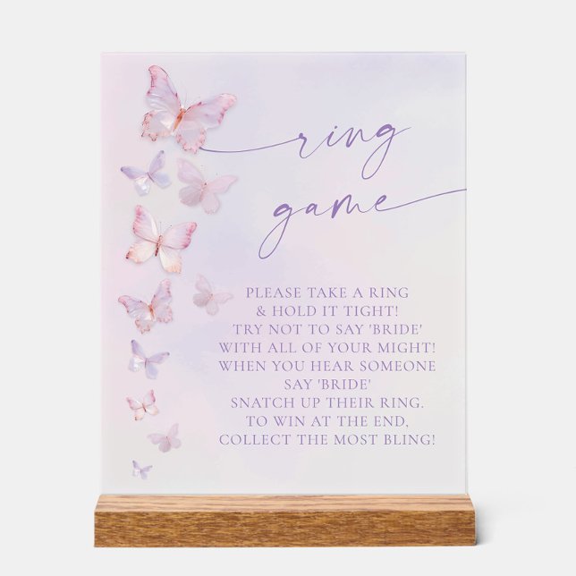 Panneau En Acrylique Jeu de l'anneau de douche nuptiale Papillon (Créateur téléchargé)