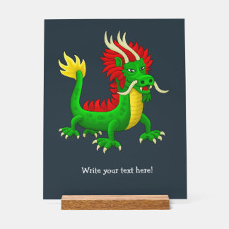 Panneau En Acrylique Joli Dragon Chinois Vert