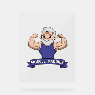 Panneau En Acrylique Joli Kawaii Muscle Daddy Barbu Bodybuilder