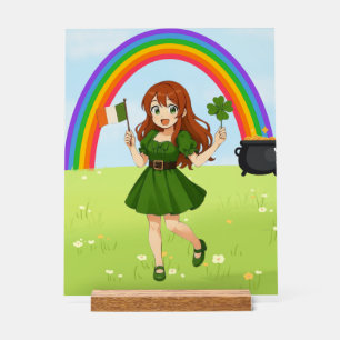 Panneau En Acrylique Jolie anime rousse Saint-Patrick