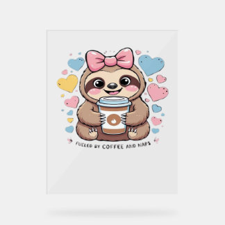 Panneau En Acrylique Jolie chemise de l'amoureux de café Sloth - Drôle 
