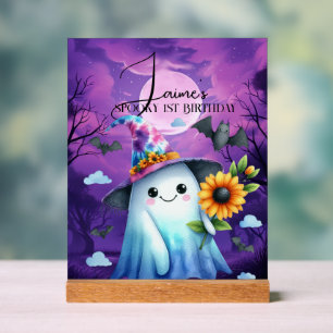 Panneau En Acrylique Jolie fête d'Halloween Ghost pour 1er anniversaire