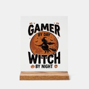 Panneau En Acrylique Joueur de jeu vidéo de jour sorcière de nuit Conce