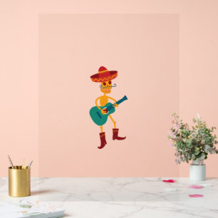 Panneau En Acrylique Joueur guitare Festive Skeleton