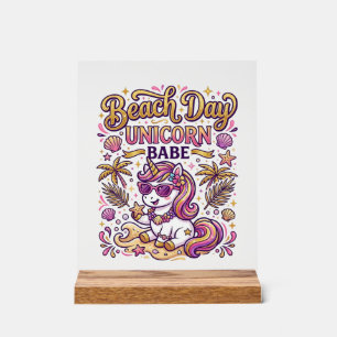 Panneau En Acrylique Jour de plage licorne bébé licorne stylée Zazzle D