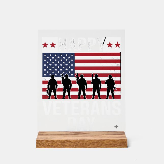Panneau En Acrylique Joyeuse fête des vétérans Drapeau Silhouette Vecto (Recto)