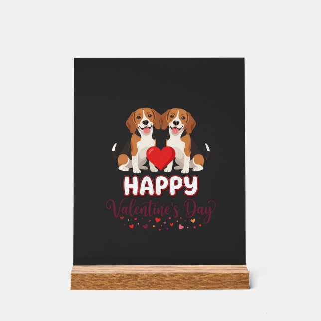 Panneau En Acrylique Joyeuse Saint-Valentin Couple Beagle (Recto)