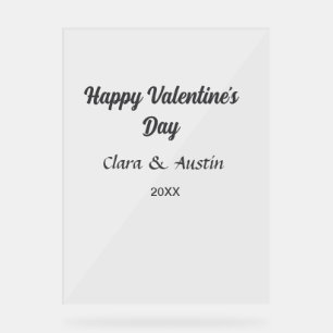 Panneau En Acrylique Joyeuse Saint-Valentin nom date simple minimaliste