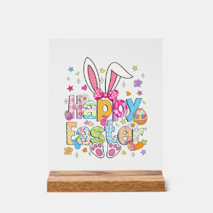 Panneau En Acrylique Joyeuses Pâques 2026 Mignon Lapin Jour de Pâques F
