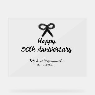Panneau En Acrylique Joyeux 50e anniversaire ajouter nom du couple date