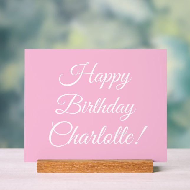 Panneau En Acrylique Joyeux Anniversaire texte de nom de script personn (Neutre)