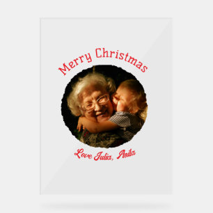 Panneau En Acrylique Joyeux cercle photo de la petite-mère de Noël