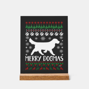 Panneau En Acrylique Joyeux Dogmes Chien Flocon de Neige Sweat de Noël