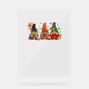 Panneau En Acrylique Joyeux Hallothanksmas Gnomes Halloween Thanksgivin