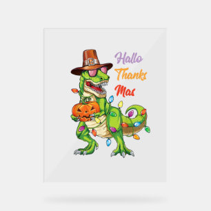 Panneau En Acrylique Joyeux Hallothanksmas T Rex Halloween Thanksgiving