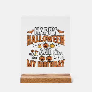 Panneau En Acrylique Joyeux Halloween Et Mon Anniversaire Design Vintag