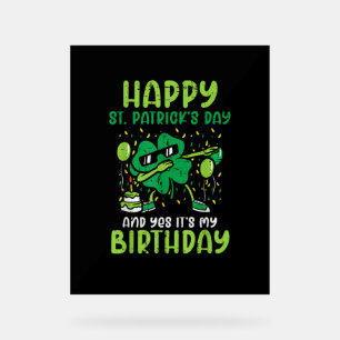 Panneau En Acrylique Joyeux Jour de la Saint Patrick Anniversaire Shamr