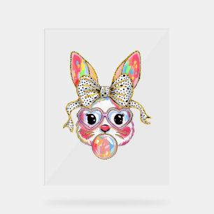 Panneau En Acrylique Joyeux jour de Pâques lapin mignon lapin Coquette