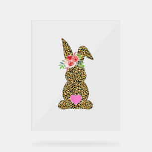 Panneau En Acrylique Joyeux lapin léopard de Pâques lapin mignon