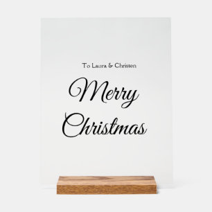 Panneau En Acrylique Joyeux Noël ajoutez nom texte personnalisé famille