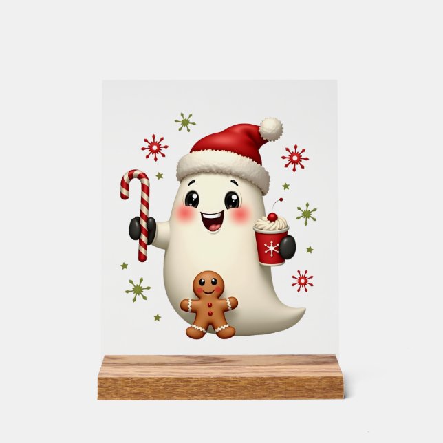 Panneau En Acrylique Joyeux Noël Noël Pour Cadeau Noël Fantôme (Recto)