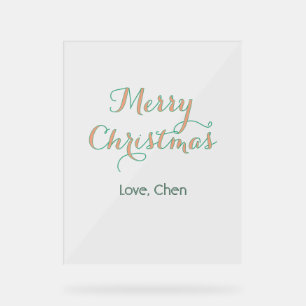 Panneau En Acrylique joyeux noël rouge vert nom amour stylé moderne