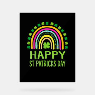 Panneau En Acrylique Joyeux Saint Patrick's Day Rainbow Girls T-
