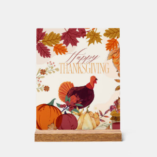 Panneau En Acrylique Joyeux Thanksgiving