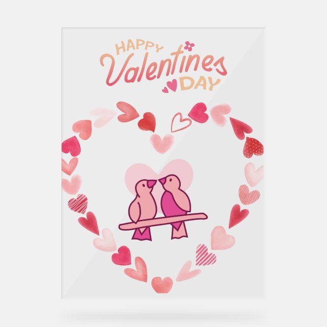 Panneau En Acrylique Joyeux Valentines Jour Inséparables Rose Heart Wre (Recto)