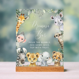 Panneau En Acrylique Jungle Animaux, Safari, Wild One, Momosa Bar