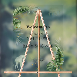 Panneau En Acrylique Jungle Safari Animaux Baby shower Couples