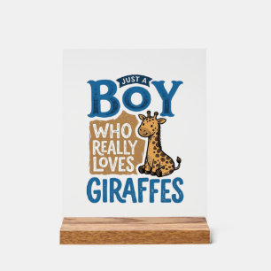 Panneau En Acrylique Juste un garçon qui aime les girafes design de t-s