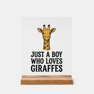 Panneau En Acrylique Juste un garçon qui aime les girafes T-shirt giraf