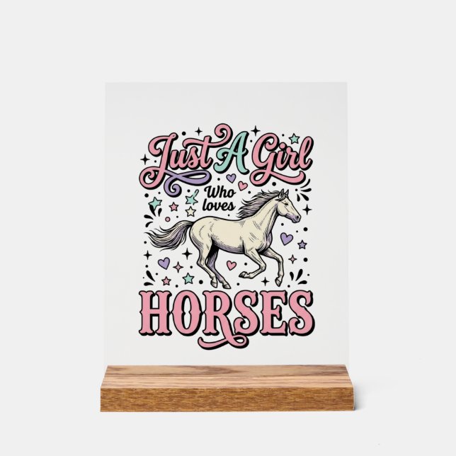 Panneau En Acrylique Juste Une Fille Qui Aime Les Chevaux Design Vector (Recto)