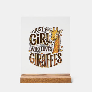 Panneau En Acrylique Juste une fille qui aime les girafes Vintage T-Shi