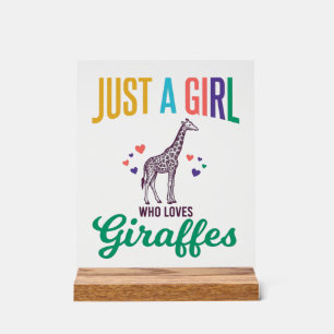 Panneau En Acrylique Juste une fille qui aime les girafes vintage vecte