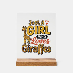 Panneau En Acrylique Juste Une Fille Qui Aime Les Girafes Vintage Vecto