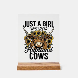 Panneau En Acrylique Juste une fille qui aime les vaches des Highlands