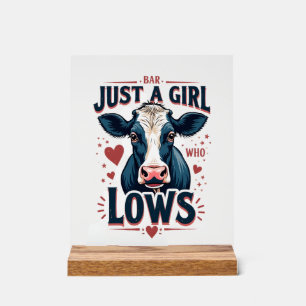 Panneau En Acrylique Juste Une Fille Qui Aime Les Vaches Vintage Cow Lo