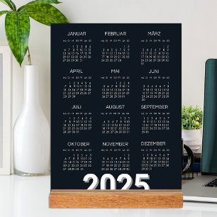 Panneau En Acrylique Kalender Deutsch 2025 Année Moderne Noir Et Blanc