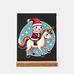 Panneau En Acrylique Kawaii Axolotl Licorne Xmas Santa Joyeux Noël 