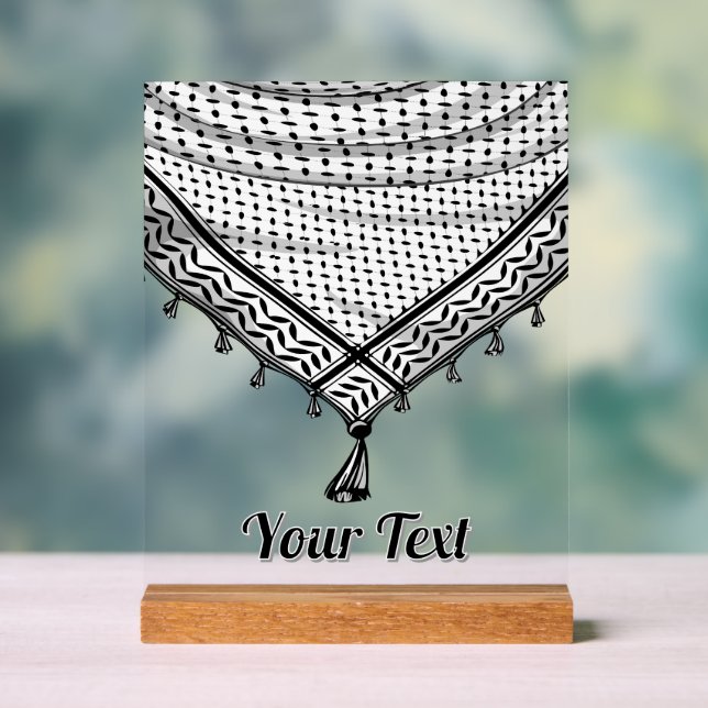 Panneau En Acrylique Keffiyeh Écharpe palestinienne tissu traditionnel (Neutre)