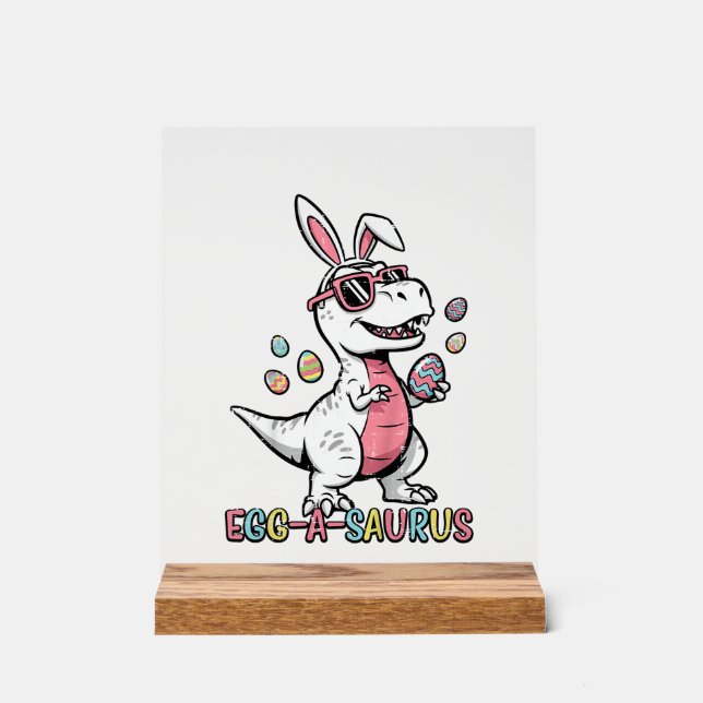 Panneau En Acrylique Kids Easter Dino Bunny Egg A Saurus Trex Bunny Boy (Recto)