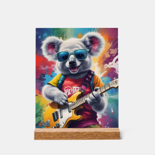 Panneau En Acrylique Koala jouant de la guitare, du graffiti