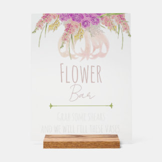 Panneau En Acrylique La Boca Golden Bow et Bouquet Flower Bar