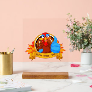 Panneau En Acrylique La conception amusante de Thanksgiving de style ca