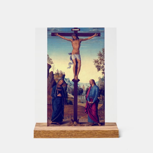 Panneau En Acrylique La Crucifixion avec la Vierge par Pietro Perugino (Recto)